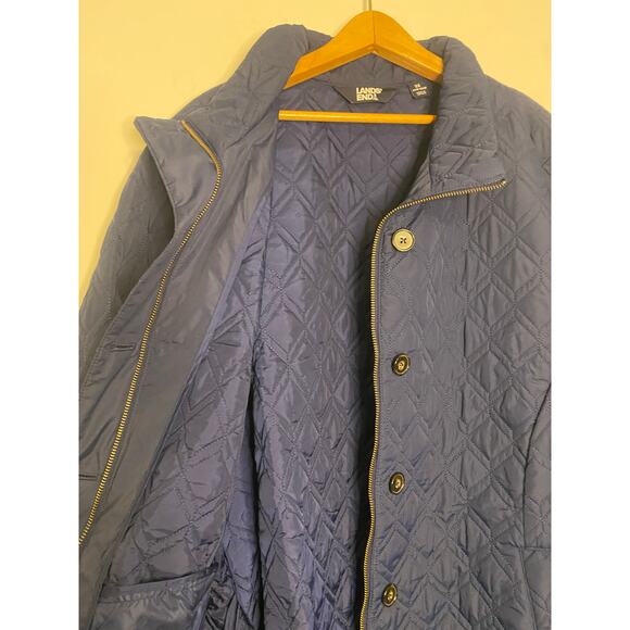 Lands End Womens Blue Quilted Barn Chore Jacket Zip Button Preppy Plus Size 3X - Picture 11 of 16